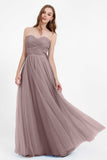 Sweetheart neckline tulle backless formal evening dresses pleated ruched bridesmaid dress