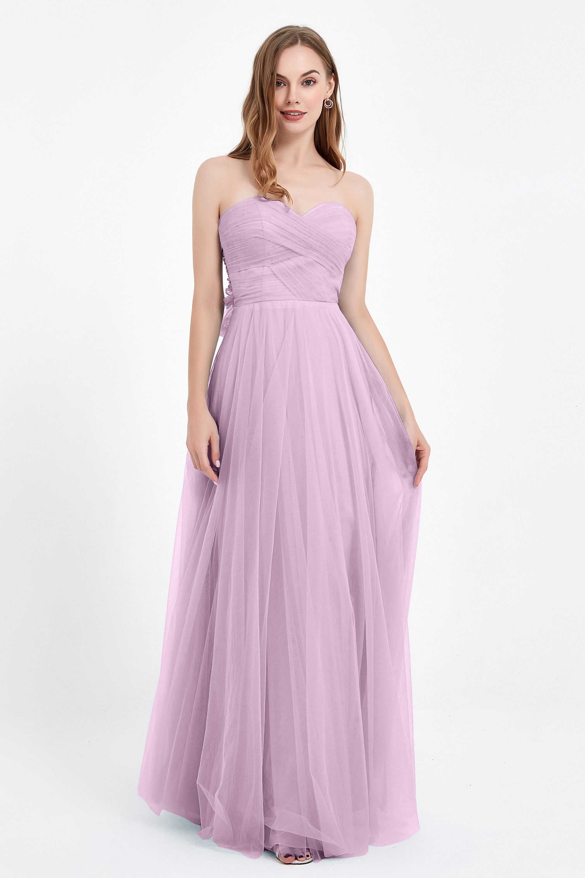 Sweetheart neckline tulle backless formal evening dresses pleated ruched bridesmaid dress