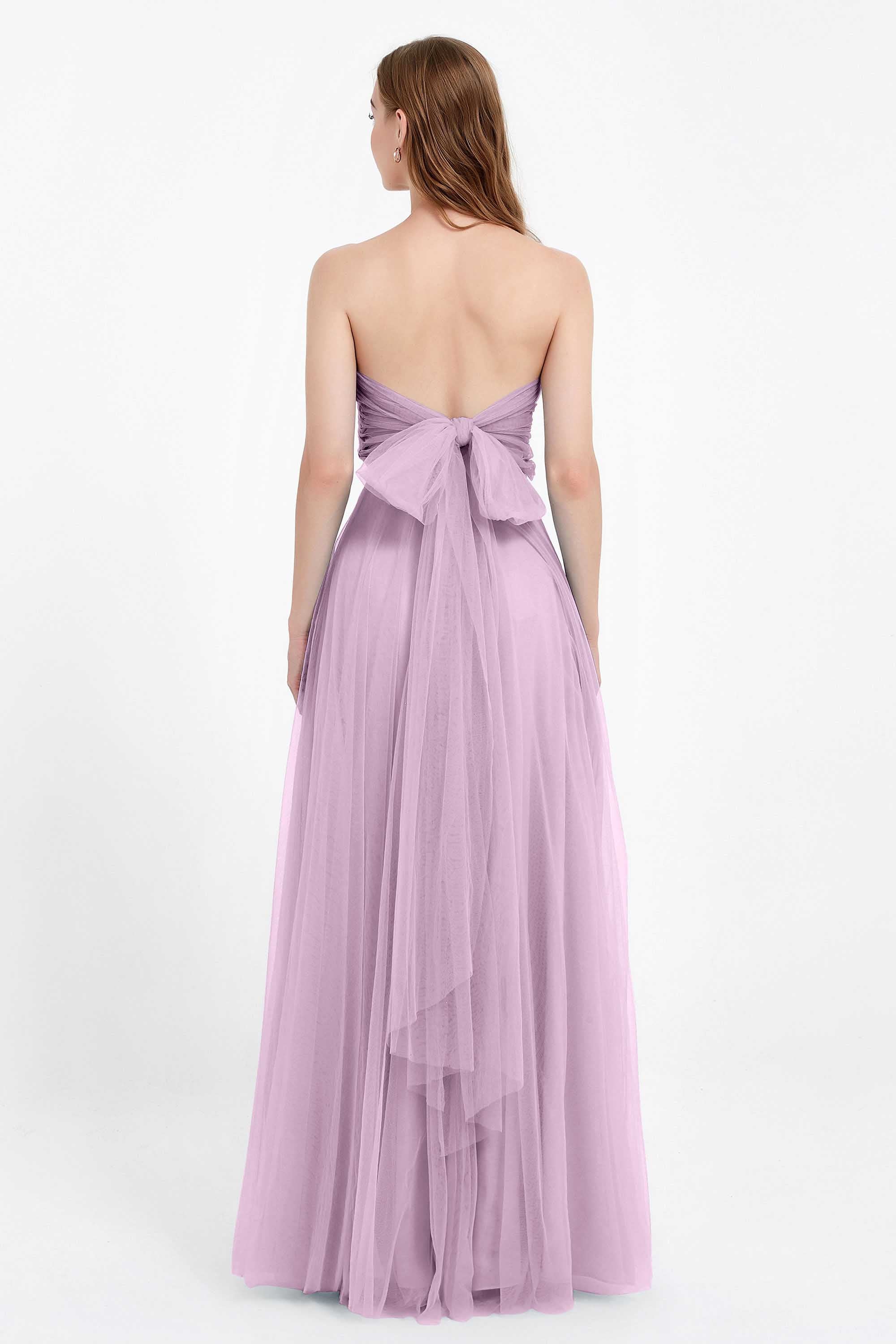 Sweetheart neckline tulle backless formal evening dresses pleated ruched bridesmaid dress