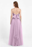 Sweetheart neckline tulle backless formal evening dresses pleated ruched bridesmaid dress