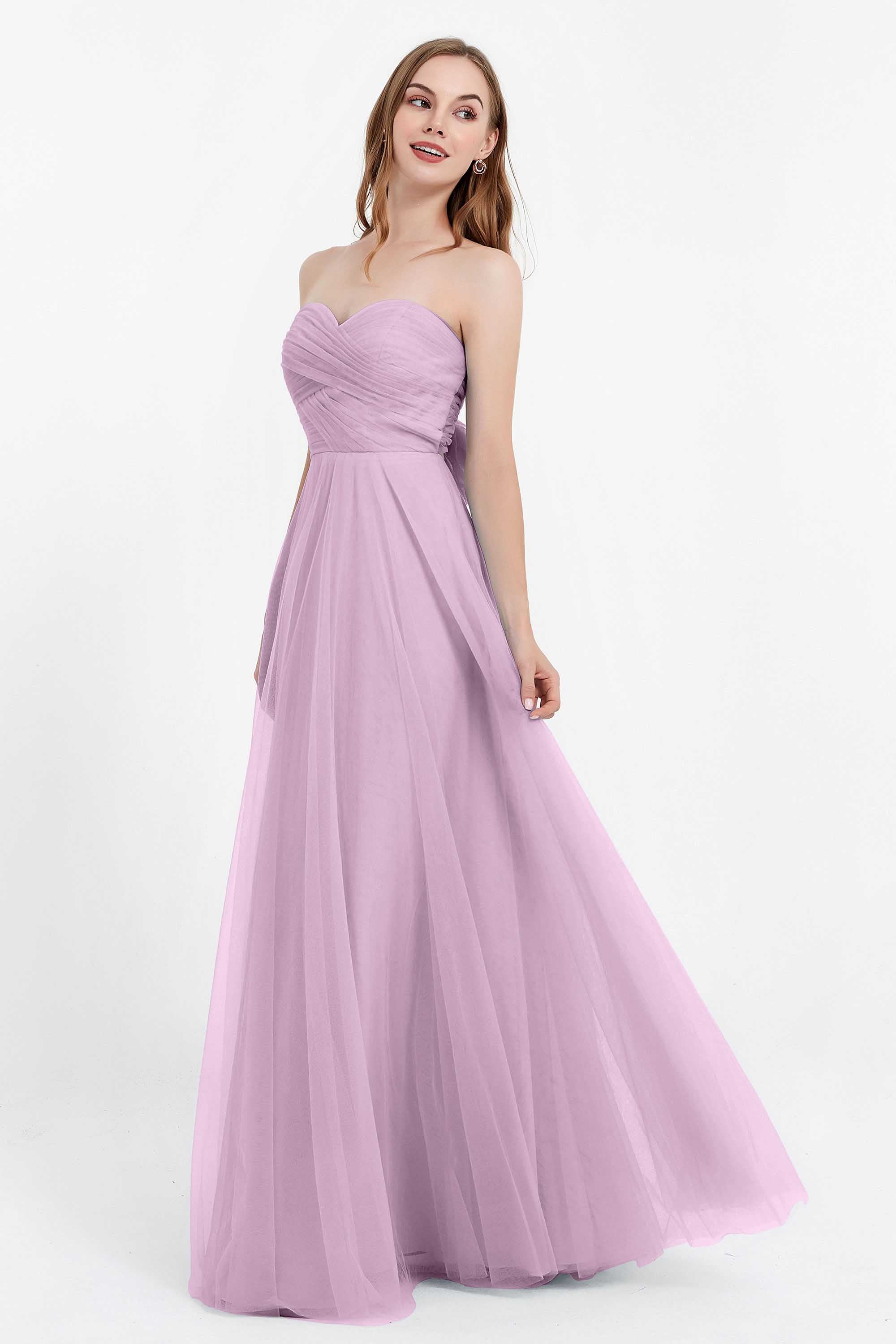 Sweetheart neckline tulle backless formal evening dresses pleated ruched bridesmaid dress