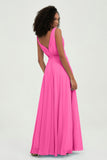 V Neck Chiffon A Line Bridesmaid Dress with Belt Formal Evening Dresses Prom Party Gons