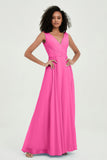 V Neck Chiffon A Line Bridesmaid Dress with Belt Formal Evening Dresses Prom Party Gons