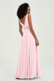 V Neck Chiffon A Line Bridesmaid Dress with Belt Formal Evening Dresses Prom Party Gons