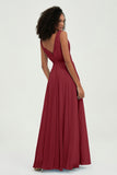 V Neck Chiffon A Line Bridesmaid Dress with Belt Formal Evening Dresses Prom Party Gons