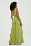 V Neck Chiffon A Line Bridesmaid Dress with Belt Formal Evening Dresses Prom Party Gons