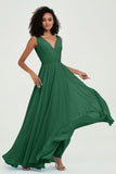 V Neck Chiffon A Line Bridesmaid Dress with Belt Formal Evening Dresses Prom Party Gons