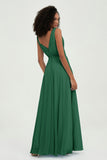 V Neck Chiffon A Line Bridesmaid Dress with Belt Formal Evening Dresses Prom Party Gons
