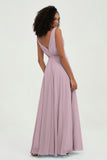 V Neck Chiffon A Line Bridesmaid Dress with Belt Formal Evening Dresses Prom Party Gons