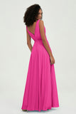 V Neck Chiffon A Line Bridesmaid Dress with Belt Formal Evening Dresses Prom Party Gons