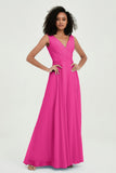 V Neck Chiffon A Line Bridesmaid Dress with Belt Formal Evening Dresses Prom Party Gons