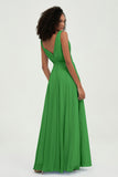 V Neck Chiffon A Line Bridesmaid Dress with Belt Formal Evening Dresses Prom Party Gons