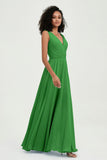 V Neck Chiffon A Line Bridesmaid Dress with Belt Formal Evening Dresses Prom Party Gons
