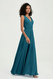 V Neck Chiffon A Line Bridesmaid Dress with Belt Formal Evening Dresses Prom Party Gons