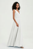 V Neck Chiffon A Line Bridesmaid Dress with Belt Formal Evening Dresses Prom Party Gons