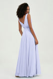 V Neck Chiffon A Line Bridesmaid Dress with Belt Formal Evening Dresses Prom Party Gons