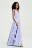 V Neck Chiffon A Line Bridesmaid Dress with Belt Formal Evening Dresses Prom Party Gons
