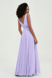 V Neck Chiffon A Line Bridesmaid Dress with Belt Formal Evening Dresses Prom Party Gons