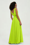V Neck Chiffon A Line Bridesmaid Dress with Belt Formal Evening Dresses Prom Party Gons
