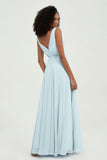 V Neck Chiffon A Line Bridesmaid Dress with Belt Formal Evening Dresses Prom Party Gons