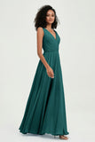 V Neck Chiffon A Line Bridesmaid Dress with Belt Formal Evening Dresses Prom Party Gons