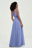 V Neck Chiffon A Line Bridesmaid Dress with Belt Formal Evening Dresses Prom Party Gons