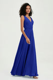 V Neck Chiffon A Line Bridesmaid Dress with Belt Formal Evening Dresses Prom Party Gons