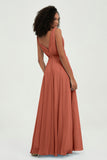 V Neck Chiffon A Line Bridesmaid Dress with Belt Formal Evening Dresses Prom Party Gons