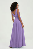 V Neck Chiffon A Line Bridesmaid Dress with Belt Formal Evening Dresses Prom Party Gons