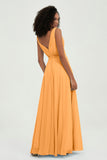 V Neck Chiffon A Line Bridesmaid Dress with Belt Formal Evening Dresses Prom Party Gons