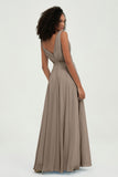 V Neck Chiffon A Line Bridesmaid Dress with Belt Formal Evening Dresses Prom Party Gons