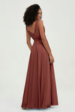 V Neck Chiffon A Line Bridesmaid Dress with Belt Formal Evening Dresses Prom Party Gons
