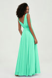 V Neck Chiffon A Line Bridesmaid Dress with Belt Formal Evening Dresses Prom Party Gons