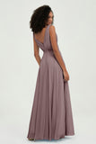 V Neck Chiffon A Line Bridesmaid Dress with Belt Formal Evening Dresses Prom Party Gons