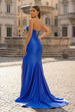Sweetheart Fuchsia Pleated Mermaid Long Prom Dress