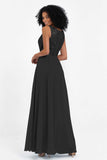 A Line Chiffon Bridesmaid Dress With Lace Ruched Sleeveless Formal Evening Prom Dresses