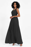 A Line Chiffon Bridesmaid Dress With Lace Ruched Sleeveless Formal Evening Prom Dresses