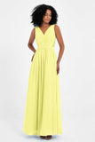 A Line Chiffon Bridesmaid Dress With Lace Ruched Sleeveless Formal Evening Prom Dresses