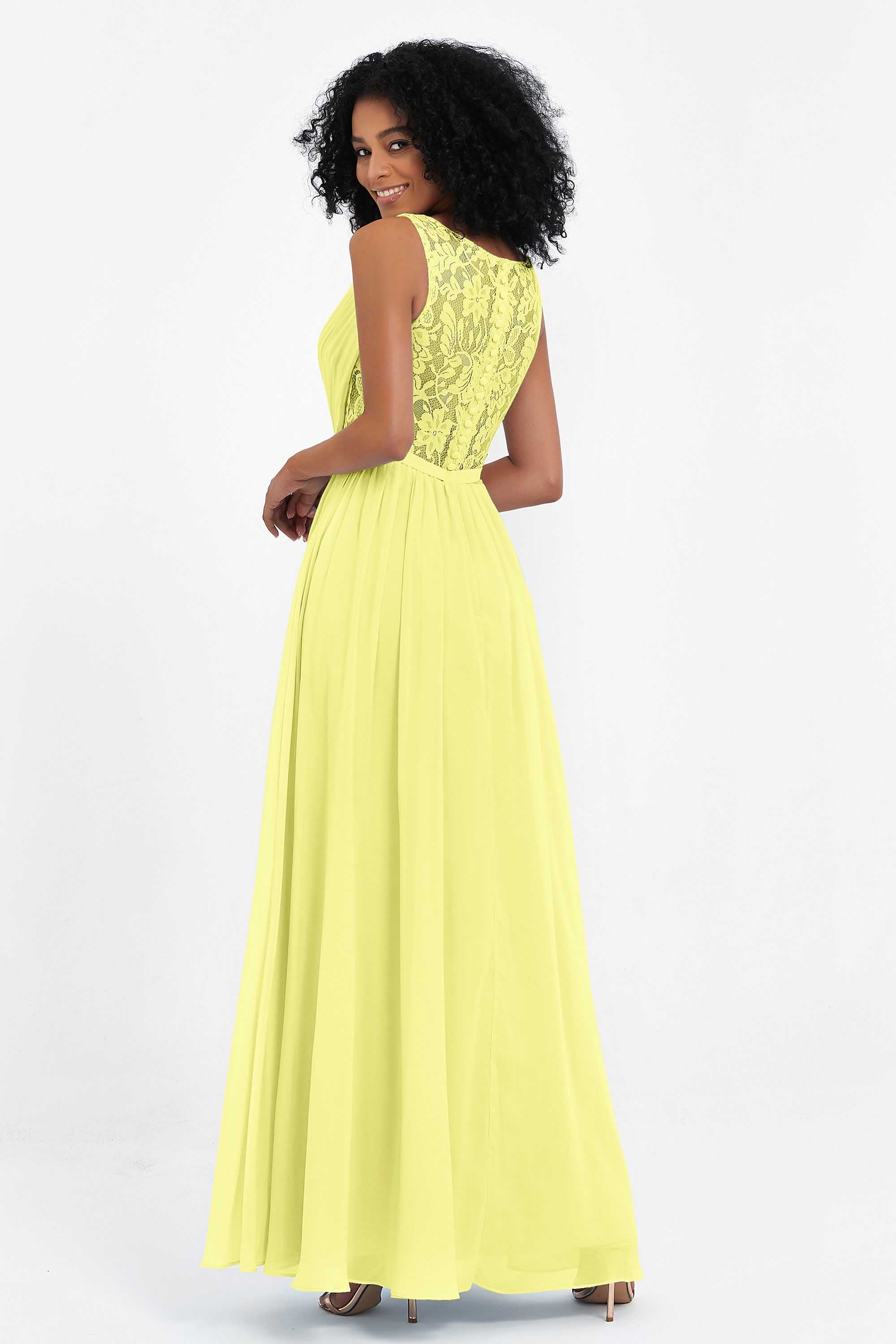 A Line Chiffon Bridesmaid Dress With Lace Ruched Sleeveless Formal Evening Prom Dresses