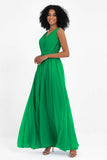 A Line Chiffon Bridesmaid Dress With Lace Ruched Sleeveless Formal Evening Prom Dresses
