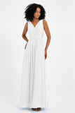 A Line Chiffon Bridesmaid Dress With Lace Ruched Sleeveless Formal Evening Prom Dresses