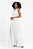A Line Chiffon Bridesmaid Dress With Lace Ruched Sleeveless Formal Evening Prom Dresses