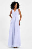 A Line Chiffon Bridesmaid Dress With Lace Ruched Sleeveless Formal Evening Prom Dresses