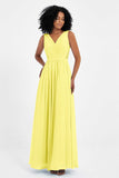 A Line Chiffon Bridesmaid Dress With Lace Ruched Sleeveless Formal Evening Prom Dresses