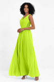 A Line Chiffon Bridesmaid Dress With Lace Ruched Sleeveless Formal Evening Prom Dresses