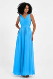 A Line Chiffon Bridesmaid Dress With Lace Ruched Sleeveless Formal Evening Prom Dresses