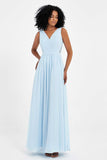 A Line Chiffon Bridesmaid Dress With Lace Ruched Sleeveless Formal Evening Prom Dresses