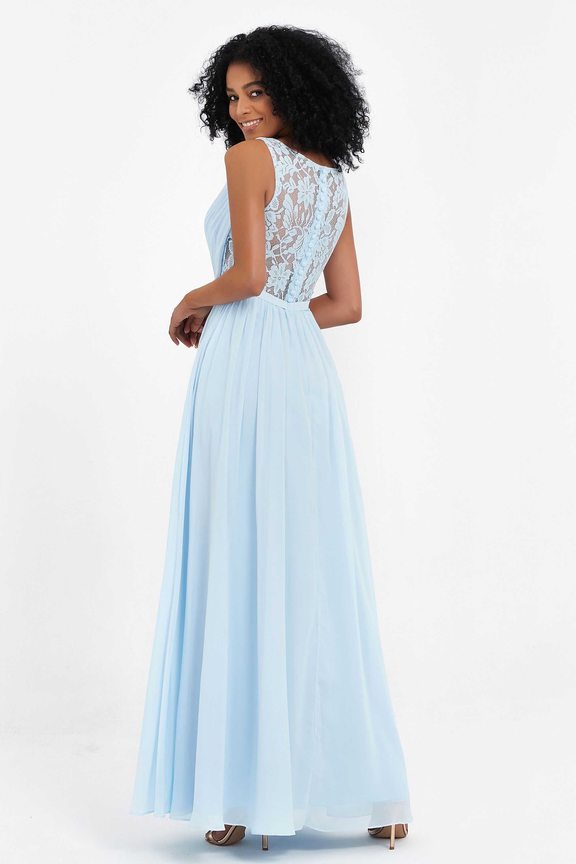 A Line Chiffon Bridesmaid Dress With Lace Ruched Sleeveless Formal Evening Prom Dresses