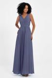 A Line Chiffon Bridesmaid Dress With Lace Ruched Sleeveless Formal Evening Prom Dresses