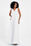 A Line Chiffon Bridesmaid Dress With Lace Ruched Sleeveless Formal Evening Prom Dresses